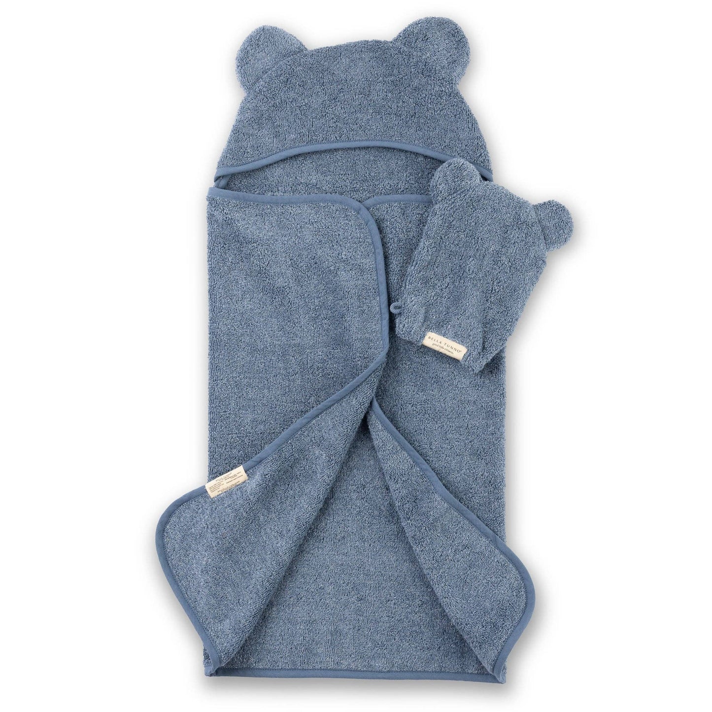 Bella Tunno - Hooded Towel + Wash Mitt Set Rain: Blue