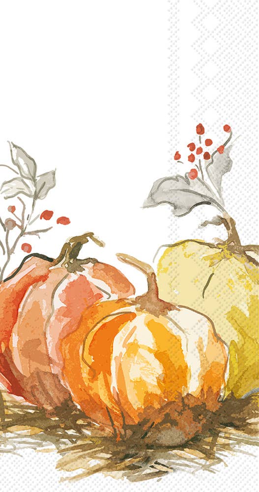 Boston International - Paper Guest Towels 16 Ct Painted Pumpkin Fall Autumn