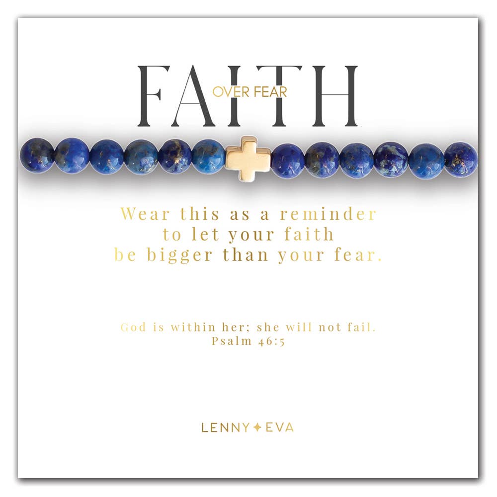 Lenny & Eva - Faith Over Fear Bracelet, 6mm-Lapis Lazuli
